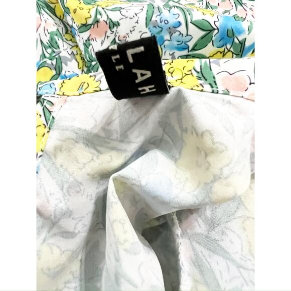 BEULAH Women’s Dress Small Yellow Floral Tie-Neck Midi V-Neck Vintage Inspired - Picture 10 of 10